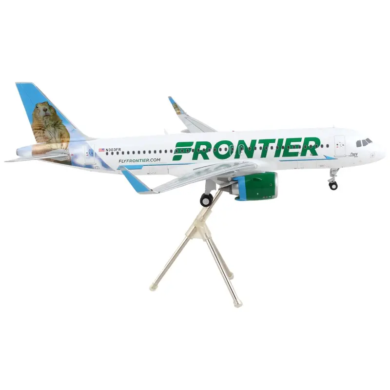 Airbus A320neo Commercial Aircraft "Frontier Airlines - Poppy The Prairie Dog" White With Graphics "Gemini 200" Series 1/200 Diecast Model Airplane By Geminijets 1