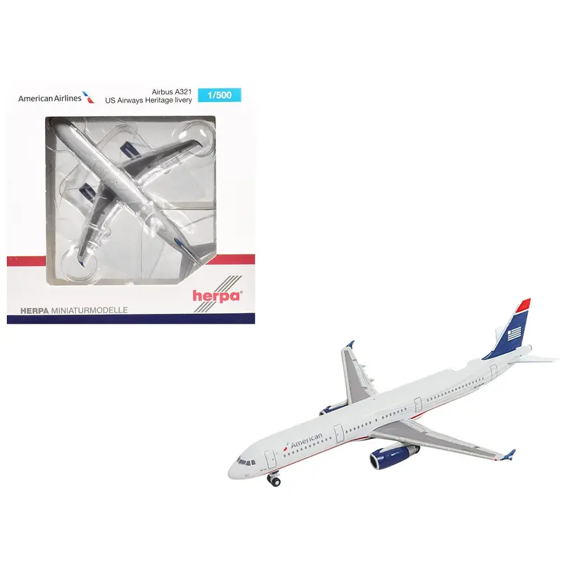 Airbus A321 Commercial Aircraft "American Airlines" (N578uw) Gray With Blue Tail 1/500 Diecast Model By Herpa 1