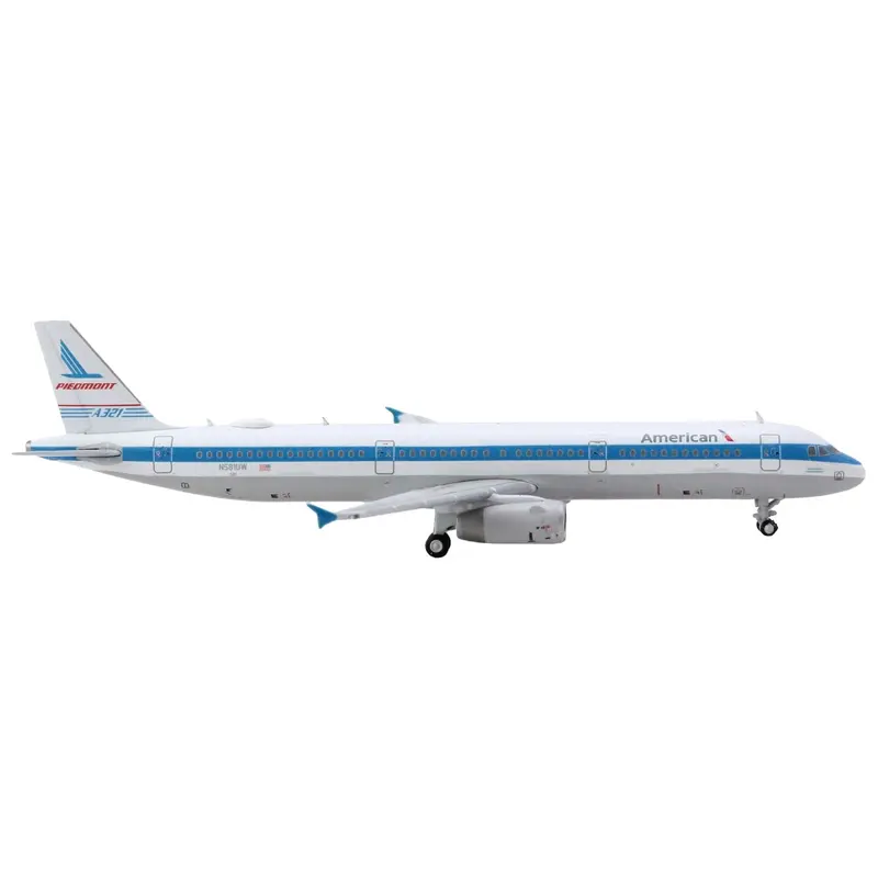 Airbus A321 Commercial Aircraft "American Airlines - Piedmont" (N581uw) White With Blue Stripes 1/400 Diecast Model Airplane By Geminijets 1