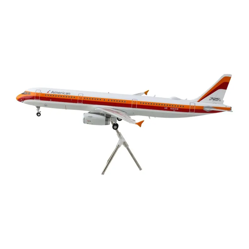 Airbus A321 Commercial Aircraft "American Airlines - Psa" (N582uw) White With Red And Orange Stripes "Gemini 200" Series 1/200 Diecast Model Airplane By Geminijets 1