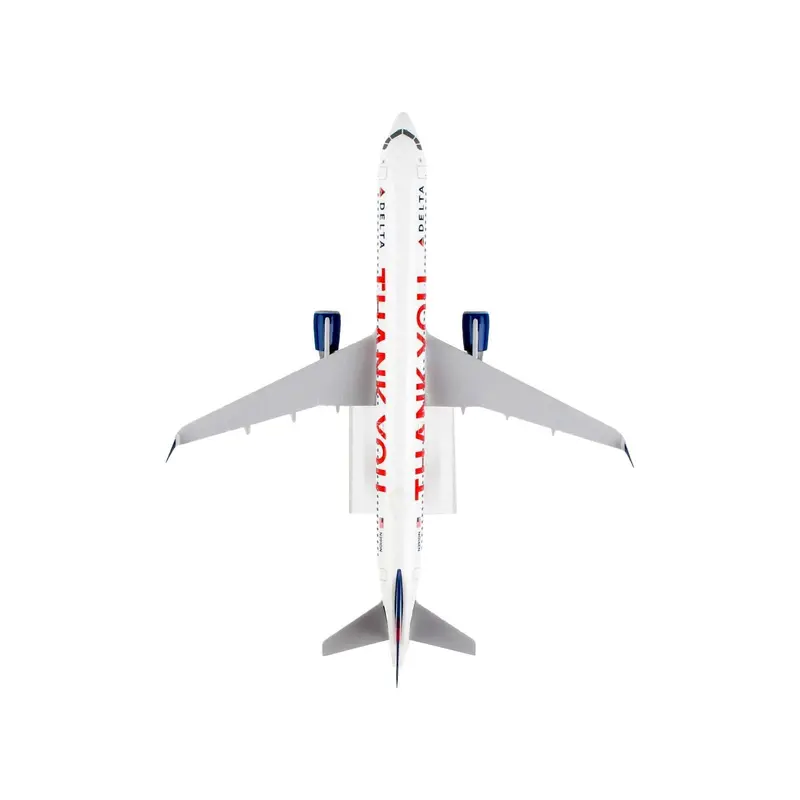 Airbus A321 Commercial Aircraft "Delta Air Lines - Thank You" (N391dn) White With Red And Blue Tail (Snap-Fit) 1/150 Plastic Model By Skymarks 1