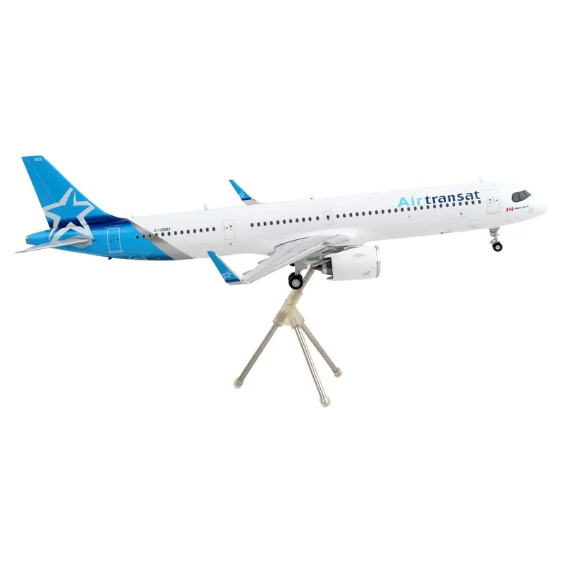 Airbus A321neo Commercial Aircraft "Air Transat" White With Blue Tail "Gemini 200" Series 1/200 Diecast Model Airplane By Geminijets 1