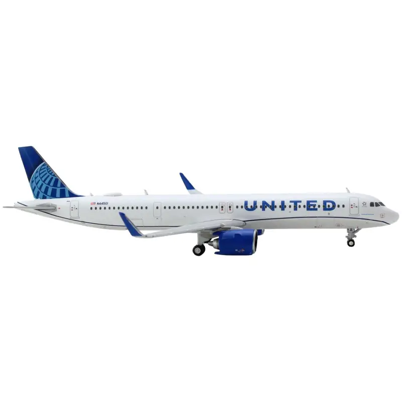 Airbus A321neo Commercial Aircraft "United Airlines" White With Blue Tail 1/400 Diecast Model Airplane By Geminijets 1