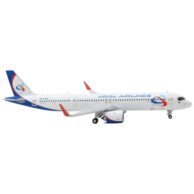 Airbus A321neo Commercial Aircraft "Ural Airlines" White With Blue Tail 1/400 Diecast Model Airplane By Geminijets 1