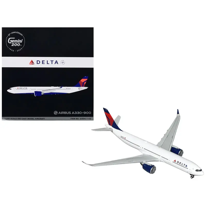 Airbus A330-900 Commercial Aircraft "Delta Air Lines" White With Blue And Red Tail "Gemini 200" Series 1/200 Diecast Model Airplane By Geminijets 1
