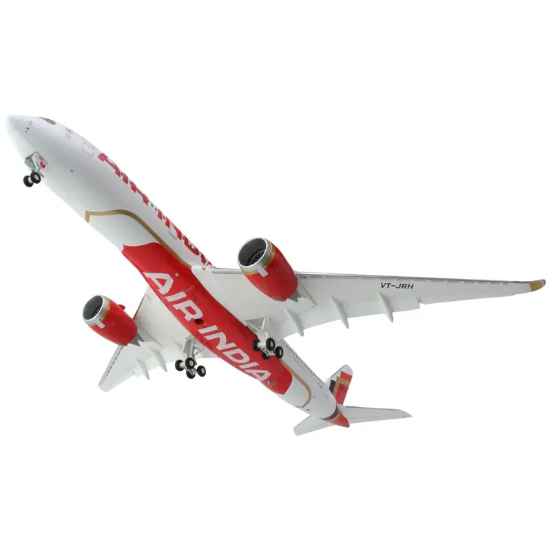 Airbus A350-900 Commercial Aircraft With Flaps Down "Air India" (Vt-Jrh) White With Striped Tail "Gemini 200" Series 1/200 Diecast Model Airplane By Geminijets 1
