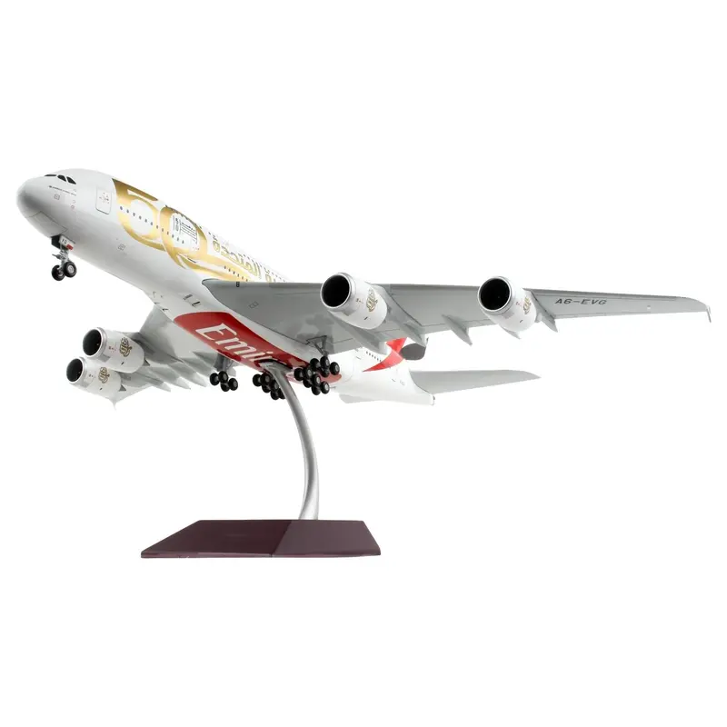 Airbus A380-800 Commercial Aircraft "Emirates Airlines - 50Th Anniversary Of Uae" White With Striped Tail "Gemini 200" Series 1/200 Diecast Model Airplane By Geminijets 1