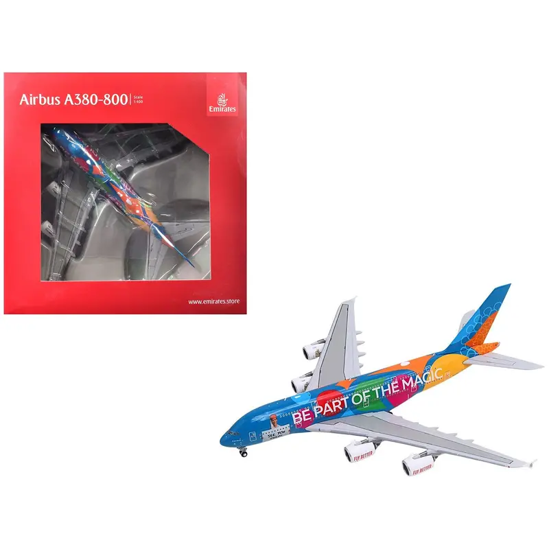 Airbus A380-800 Commercial Aircraft "Emirates Airlines - Destination Dubai" (A6-Ees) Blue With Graphics 1/400 Diecast Model Airplane By Geminijets 1