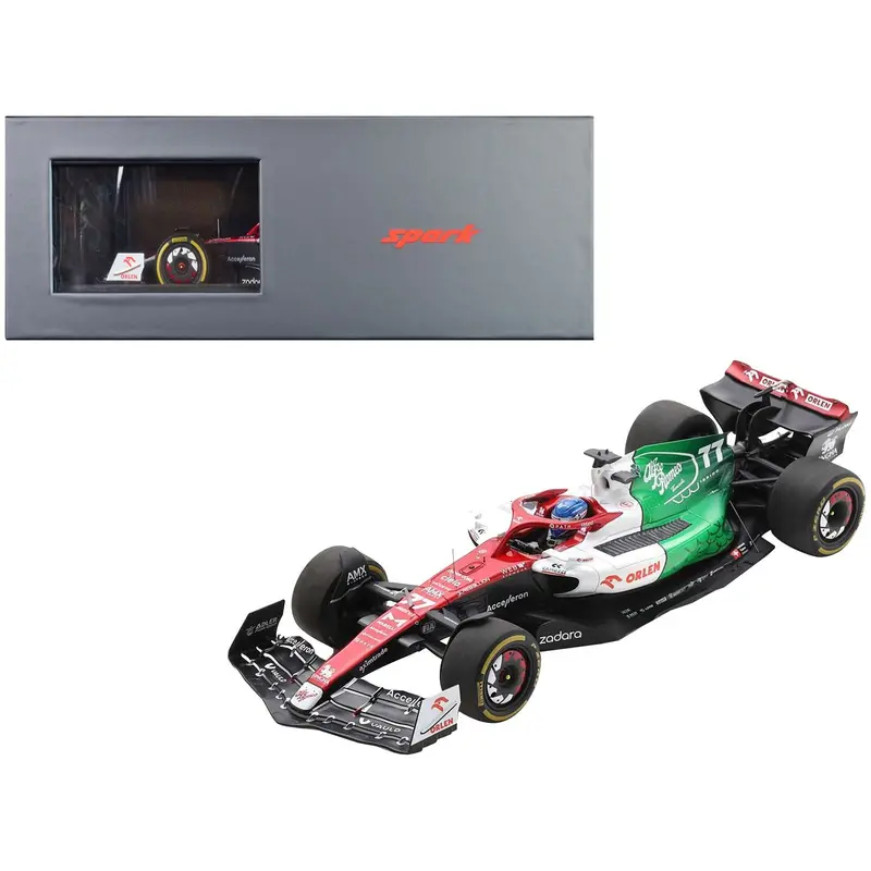 Alfa Romeo C42 #77 Valtteri Bottas "Orlen" Formula One F1 Azerbaijan Gp (2022) With Acrylic Display Case 1/18 Model Car By Spark 1