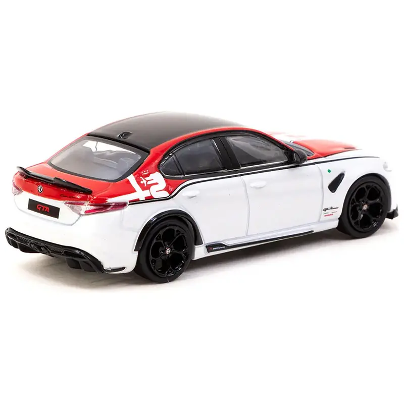 Alfa Romeo Giulia Gta White And Red With Black Top "Global64" Series 1/64 Diecast Model By Tarmac Works 1