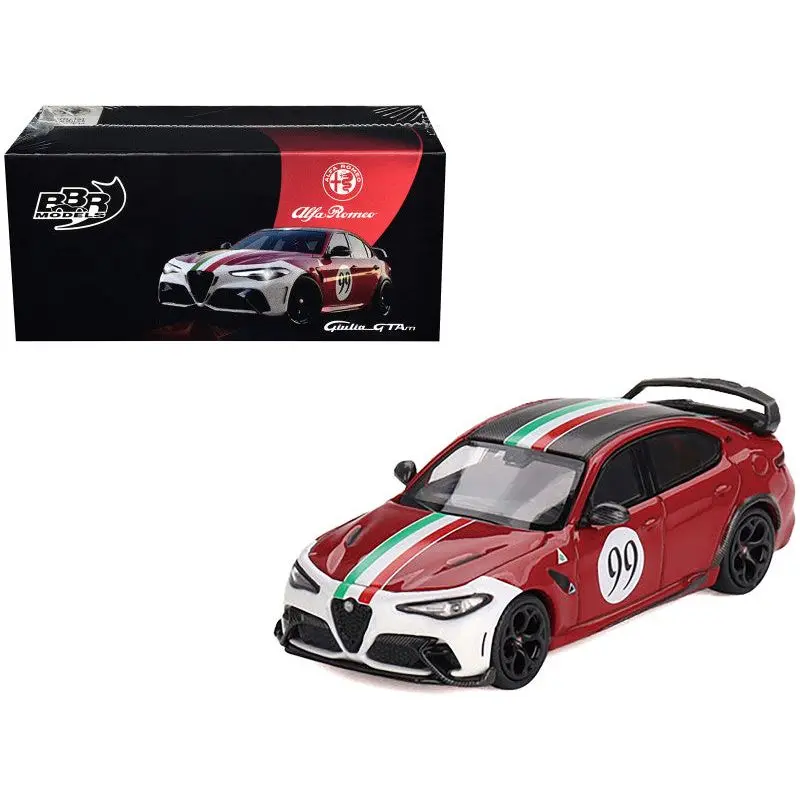 Alfa Romeo Giulia Gtam #99 Rosso Gta Red With Carbon Top And Stripes "Centro Stile" Livery 1/64 Diecast Model Car By Bbr 1