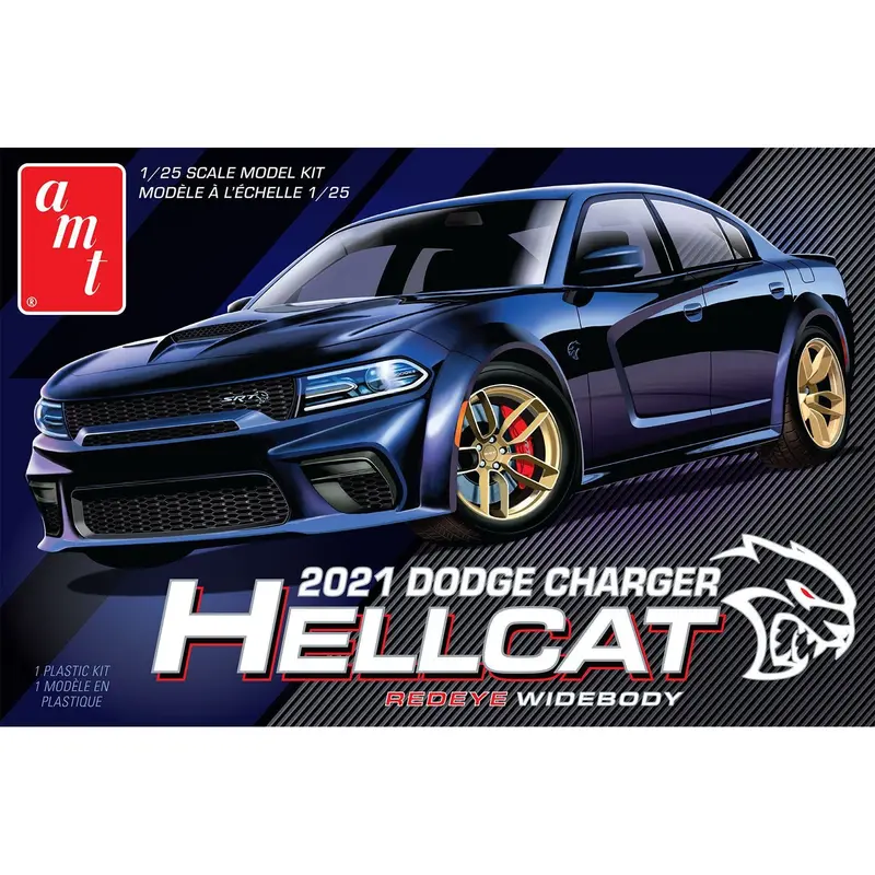 Amt 2021 Dodge Charger Hellcat Redeye Widebody 1:25 Scale Model Kit - Skill Level 2 1