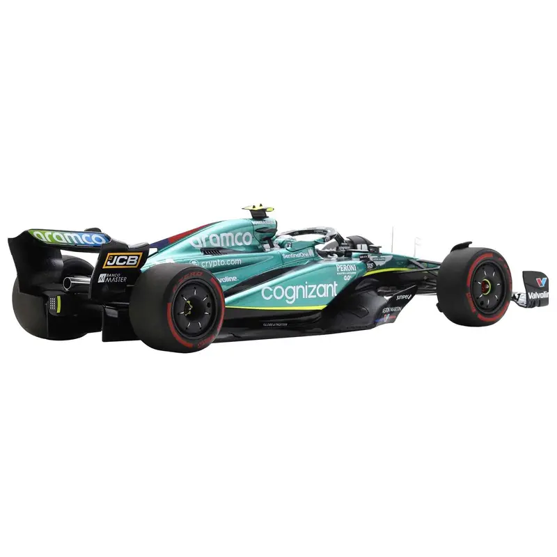 Aston Martin Amr23 #14 Fernando Alonso "Aramco Cognizant" Formula One F1 British Gp (2023) With Acrylic Display Case 1/18 Model Car By Spark 1