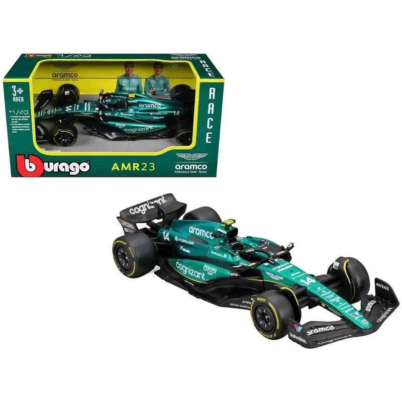Aston Martin Amr23 #14 Fernando Alonso "Cognizant Aramco F1 Team" Formula One F1 World Championship (2023) "Race" Series 1/43 Diecast Model Car By Bburago 1
