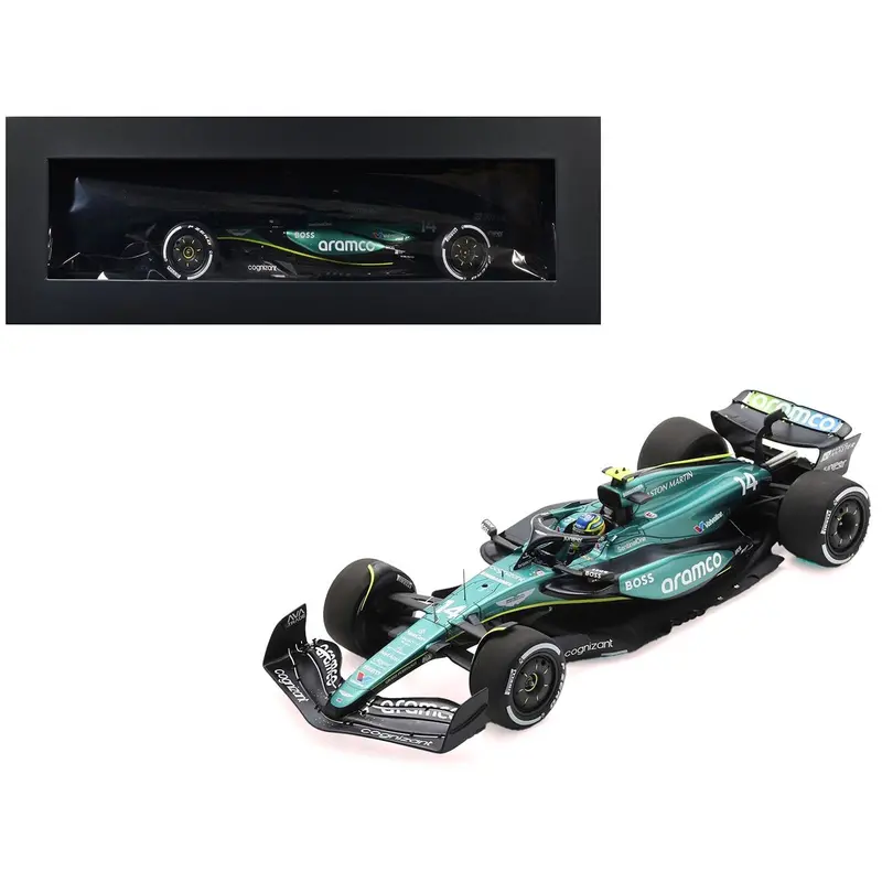 Aston Martin Amr24 #14 Fernando Alonso "Aramco" Formula One F1 "Saudi Arabian Gp" (2024) With Acrylic Display Case 1/18 Model Car By Spark 1