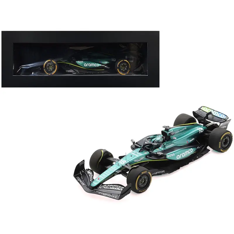 Aston Martin Amr24 #18 Lance Stroll "Aramco" Formula One F1 "Saudi Arabian Gp" (2024) With Acrylic Display Case 1/18 Model Car By Spark 1