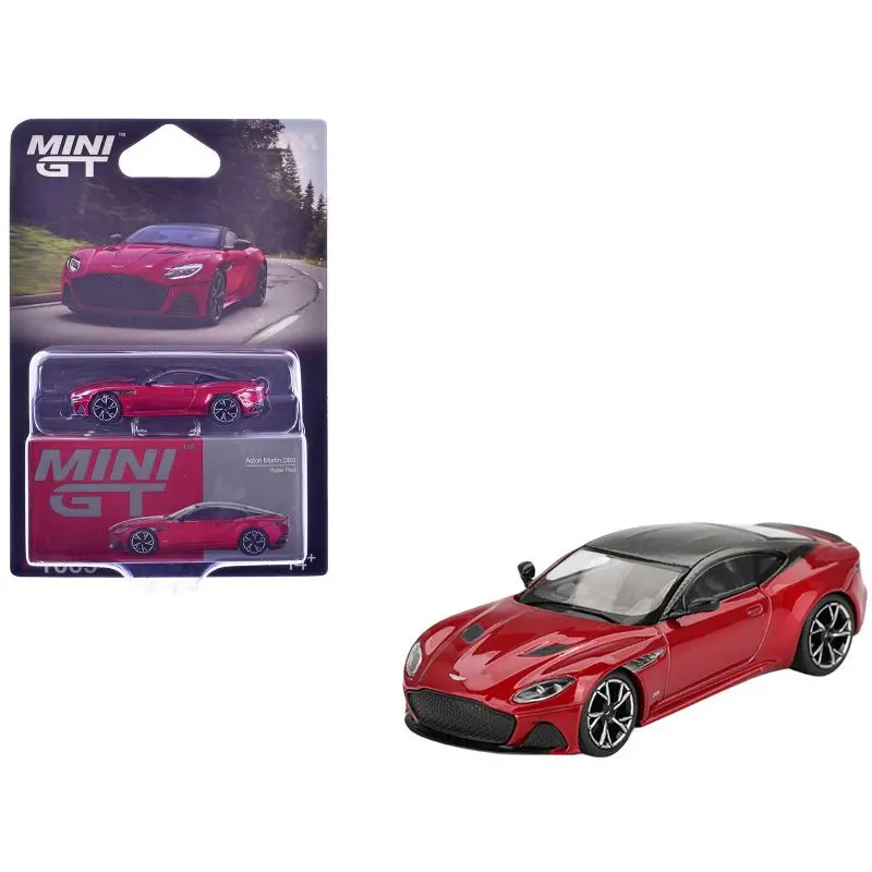Aston Martin Dbs Rhd (Right Hand Drive) Hyper Red Metallic With Carbon Top Limited Edition 1/64 Diecast Model Car By Mini Gt 1