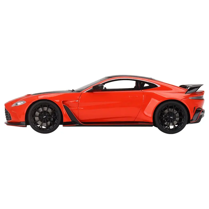 Aston Martin V12 Vantage Rhd (Right Hand Drive) Scorpus Red With Black Top And Carbon Hood 1/18 Model Car By Top Speed 1