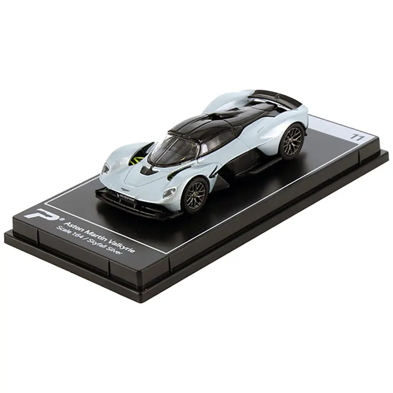 Aston Martin Valkyrie Skyfall Silver Metallic With Black Top "Hypercar League Collection" 1/64 Diecast Model Car By Postercars 1