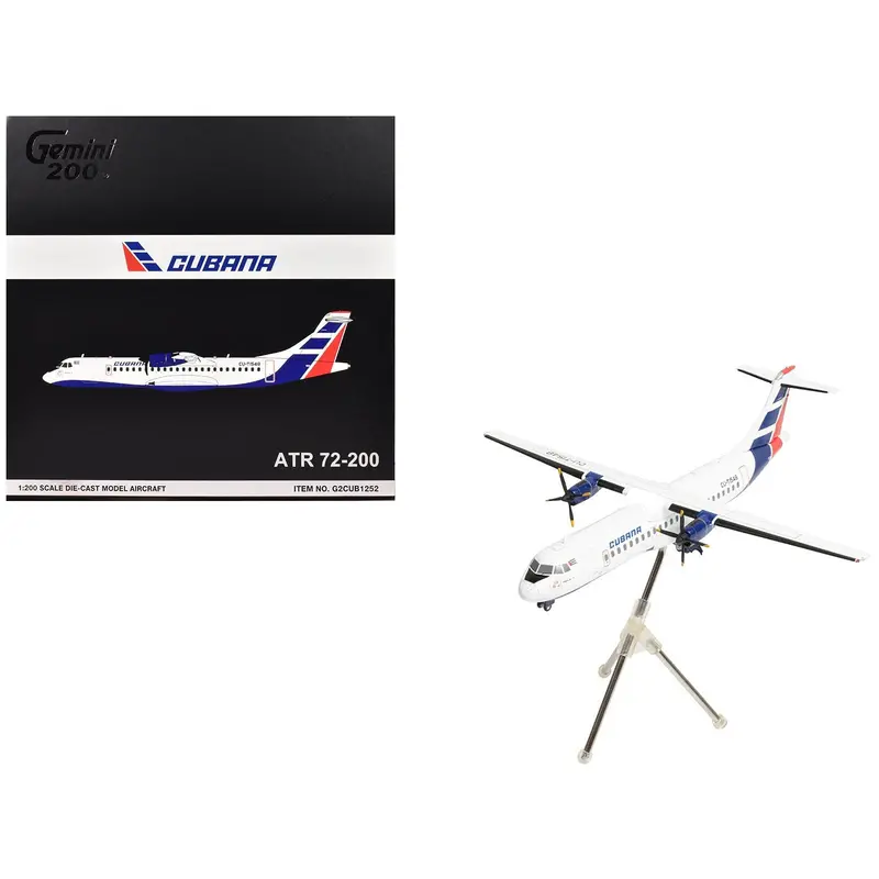 Atr 72-200 Commercial Aircraft "Cubana De Aviacion" (Cu-T1548) White With Red And Blue Tail "Gemini 200" Series 1/200 Diecast Model Airplane By Geminijets 1