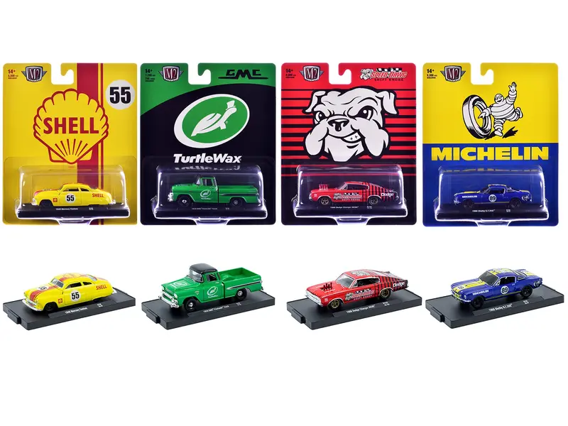 "Auto-Drivers" Set Of 4 Pieces In Blister Packs Release 132 Limited Edition To 8000 Pieces Worldwide 1/64 Diecast Model Cars By M2 Machines 1