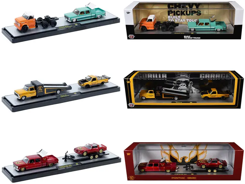Auto Haulers Set Of 3 Trucks Release 96 Limited Edition To 8000 Pieces Worldwide 1/64 Diecast Models By M2 Machines 1
