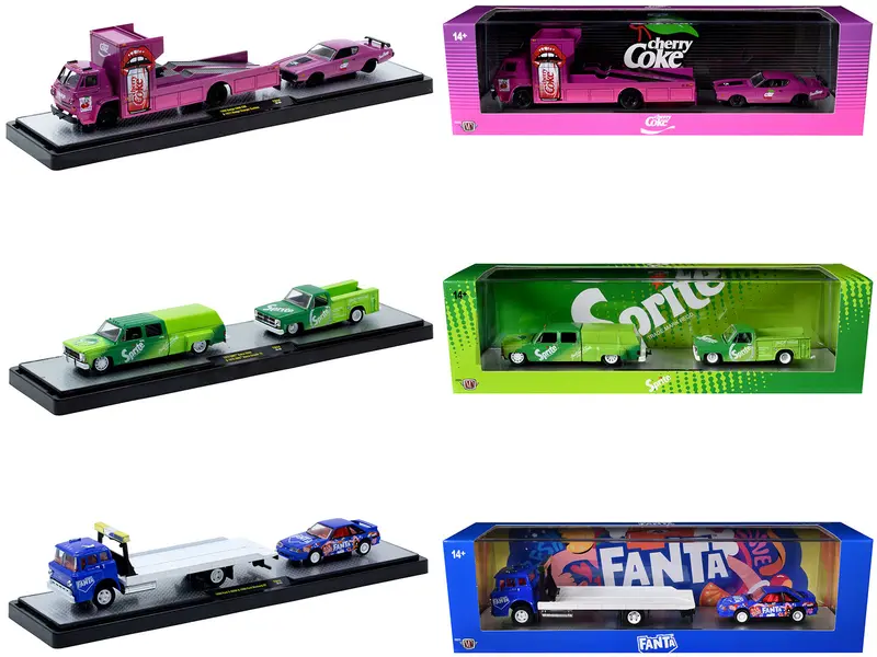 Auto Haulers "Soda" Set Of 3 Pieces Release 44 Limited Edition To 5750 Pieces Worldwide 1/64 Diecast Model Cars By M2 Machines 1