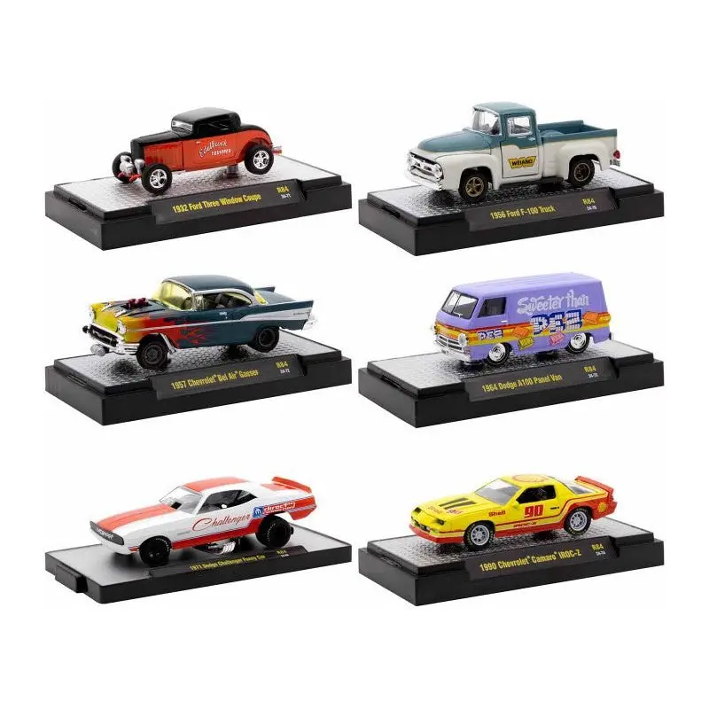 "Auto Meets" Set Of 6 Cars In Display Cases Release 84 Limited Edition 1/64 Diecast Model Cars By M2 Machines 1