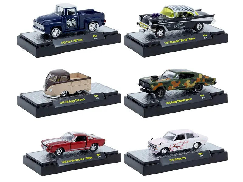 "Auto Meets" Set Of 6 Cars In Display Cases Release 94 Limited Edition 1/64 Diecast Model Cars By M2 Machines 1