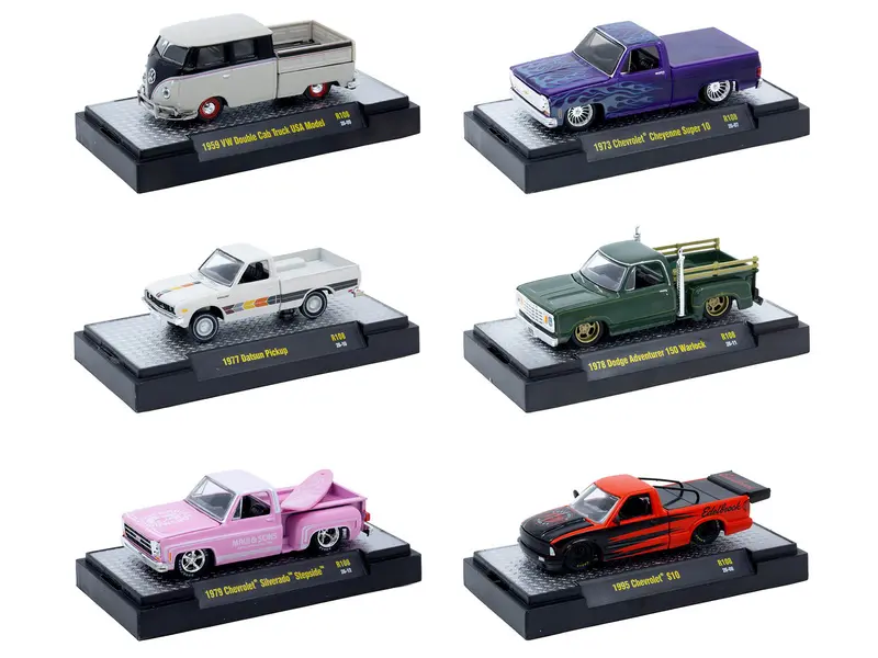 "Auto-Thentics" 6 Piece Set Release 108 In Display Cases Limited Edition1/64 Diecast Model Cars By M2 Machines 1