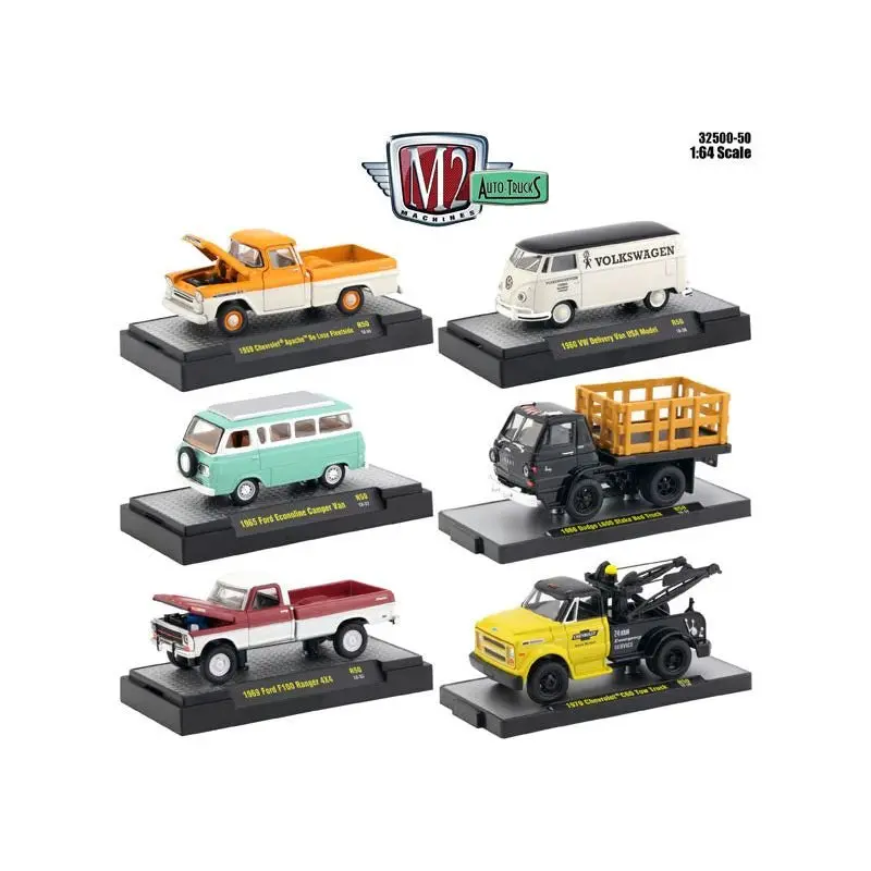 Auto Thentics 6 Piece Set Release 50 In Display Cases 1/64 Diecast Model Cars By M2 Machines 1