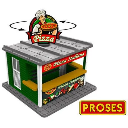 Bachmann O Scale Pizza Stand With Light And Rotating Sign (Laser Cut Kit) 1