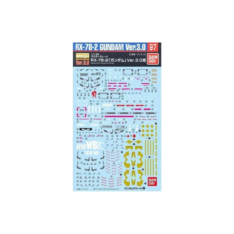 Bandai Gd-97 Mg Gundam Ver. 3.0 Waterslide Decals 1