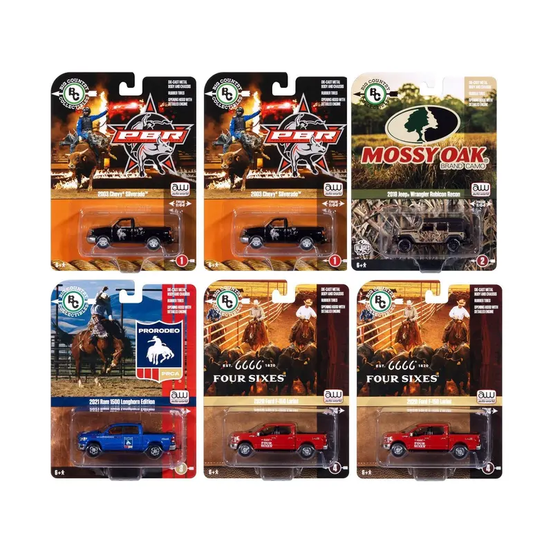 Big Country Collectibles 2024 Release 1 Set Of 6 Pieces 1/64 Diecast Model Cars By Auto World 1