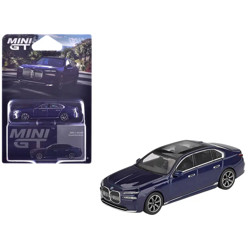 Bmw I7 Xdrive60 Tanzanite Blue Metallic With Sun Roof Limited Edition 1/64 Diecast Model Car By Mini Gt 1