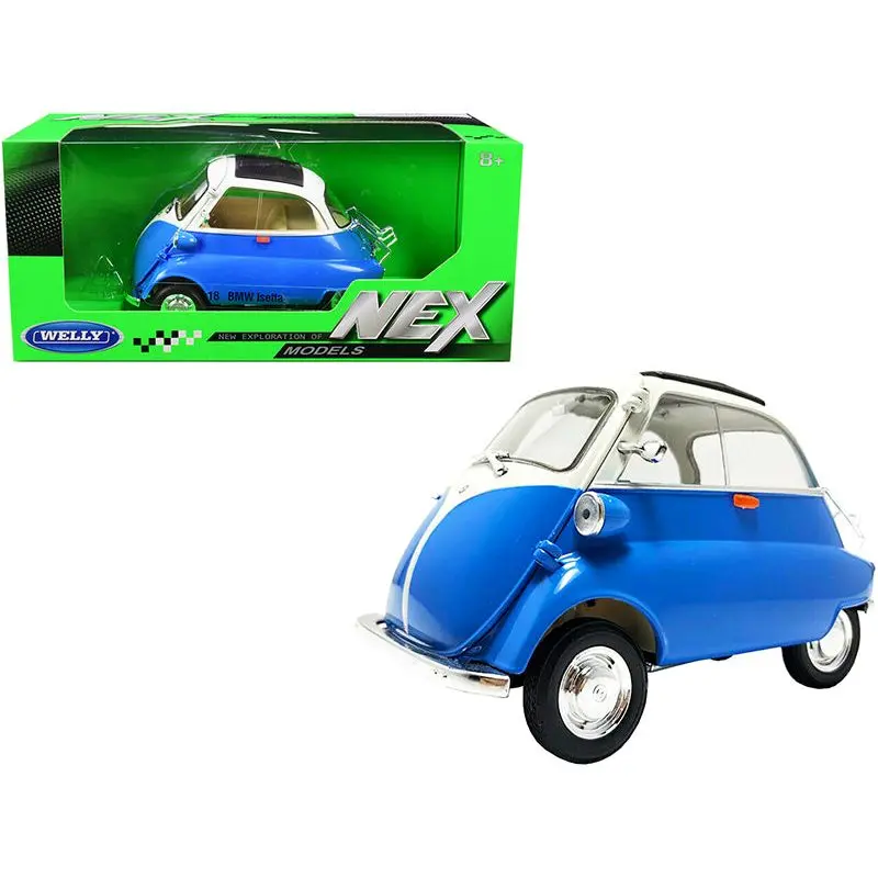 Bmw Isetta Blue And White "Nex Models" 1/18 Diecast Model Car By Welly 1