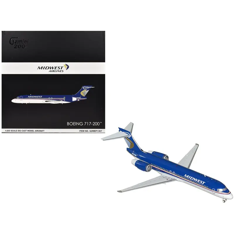 Boeing 717-200 Commercial Aircraft "Midwest Airlines" (N920me) Blue And White "Gemini 200" Series 1/200 Diecast Model Airplane By Geminijets 1