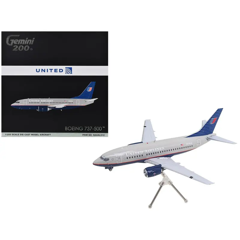 Boeing 737-500 Commercial Aircraft "United Airlines - Classic 737 Series" (N936ua) Gray With Blue Tail "Gemini 200" Series 1/200 Diecast Model Airplane By Geminijets 1