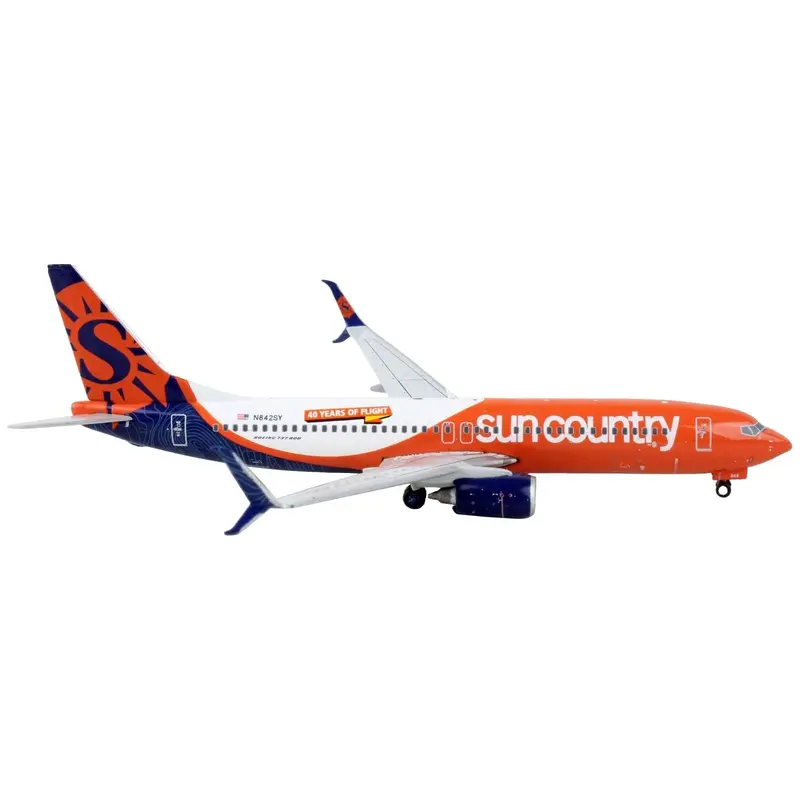 Boeing 737-800 Commercial Aircraft "Sun Country Airlines" Orange And Blue With White 1/400 Diecast Model Airplane By Geminijets 1