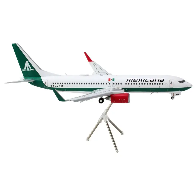 Boeing 737-800 Commercial Aircraft With Flaps Down "Mexicana" (Xa-Asm) White With Green Stripes "Gemini 200" Series 1/200 Diecast Model Airplane By Geminijets 1