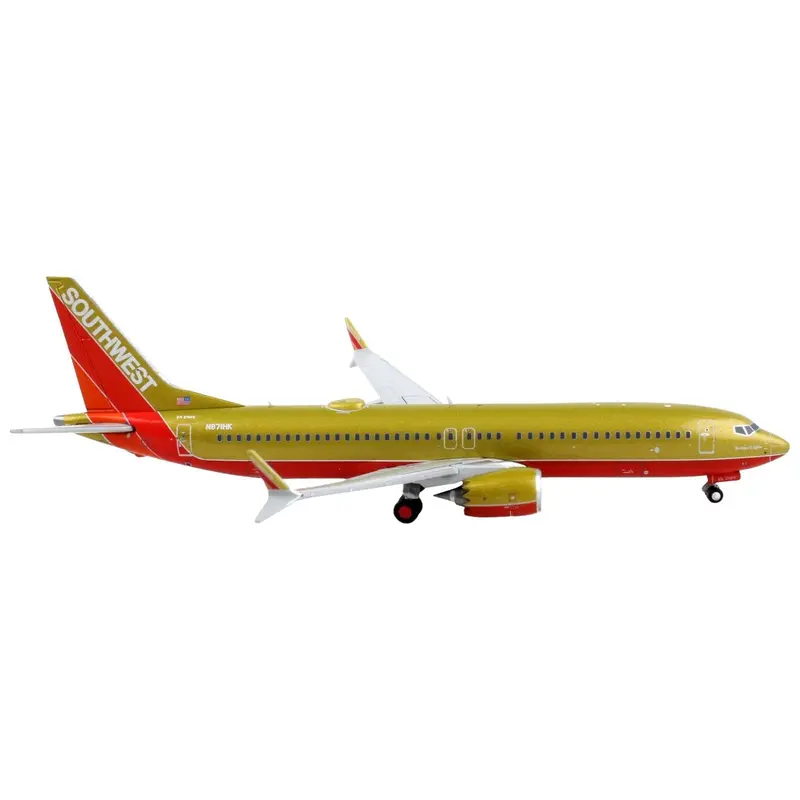 Boeing 737 Max 8 Commercial Aircraft "Southwest Airlines" Gold With Red Stripes 1/400 Diecast Model Airplane By Geminijets 1