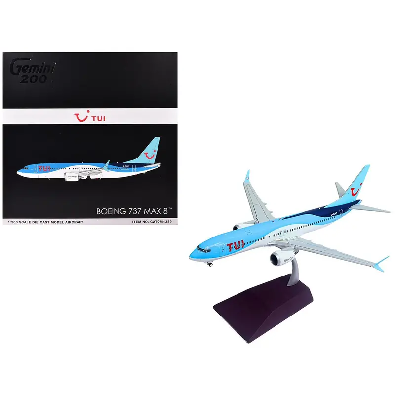 Boeing 737 Max 8 Commercial Aircraft "Tui Airways" (G-Tumy) Blue And White "Gemini 200" Series 1/200 Diecast Model Airplane By Geminijets 1