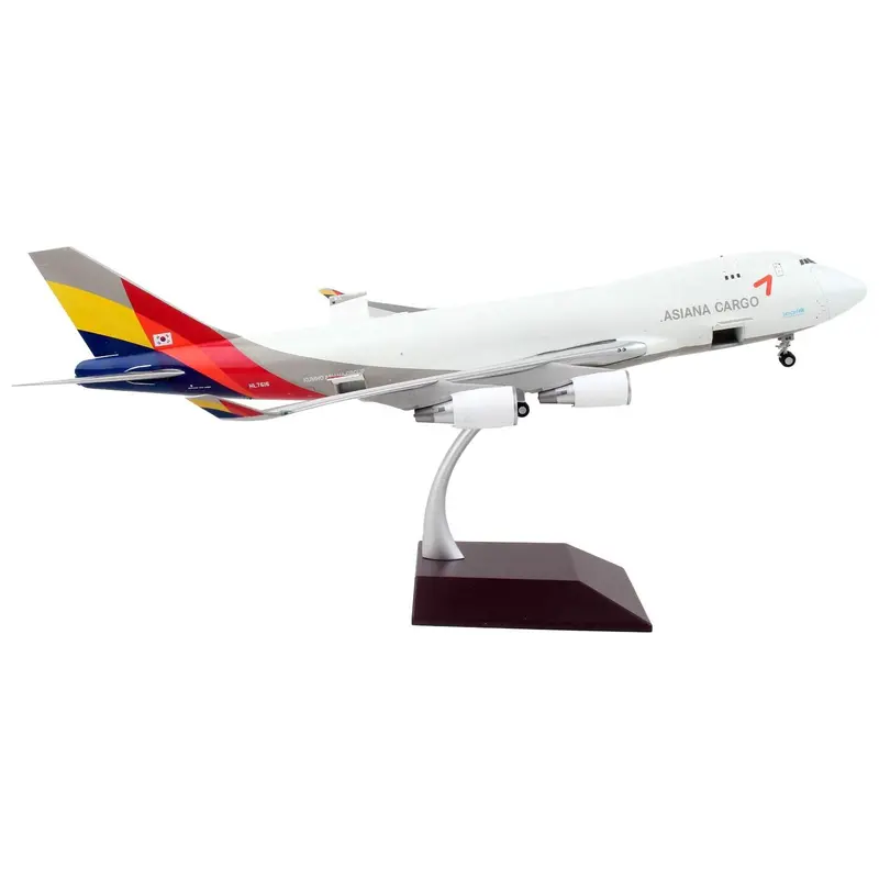 Boeing 747-400F Commercial Aircraft "Asiana Cargo" White With Striped Tail "Gemini 200 - Interactive" Series 1/200 Diecast Model Airplane By Geminijets 1