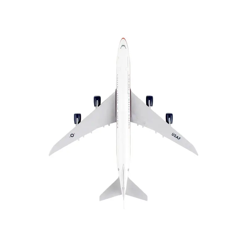 Boeing 747-8I (Vc-25B) Commercial Aircraft "Air Force One - United States Of America" (30000) White With Red And Blue Stripes (Snap-Fit) 1/200 Plastic Model By Skymarks 1