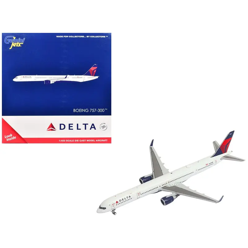 Boeing 757-300 Commercial Aircraft "Delta Air Lines" (N595nw) White With Red And Blue Tail 1/400 Diecast Model Airplane By Geminijets 1