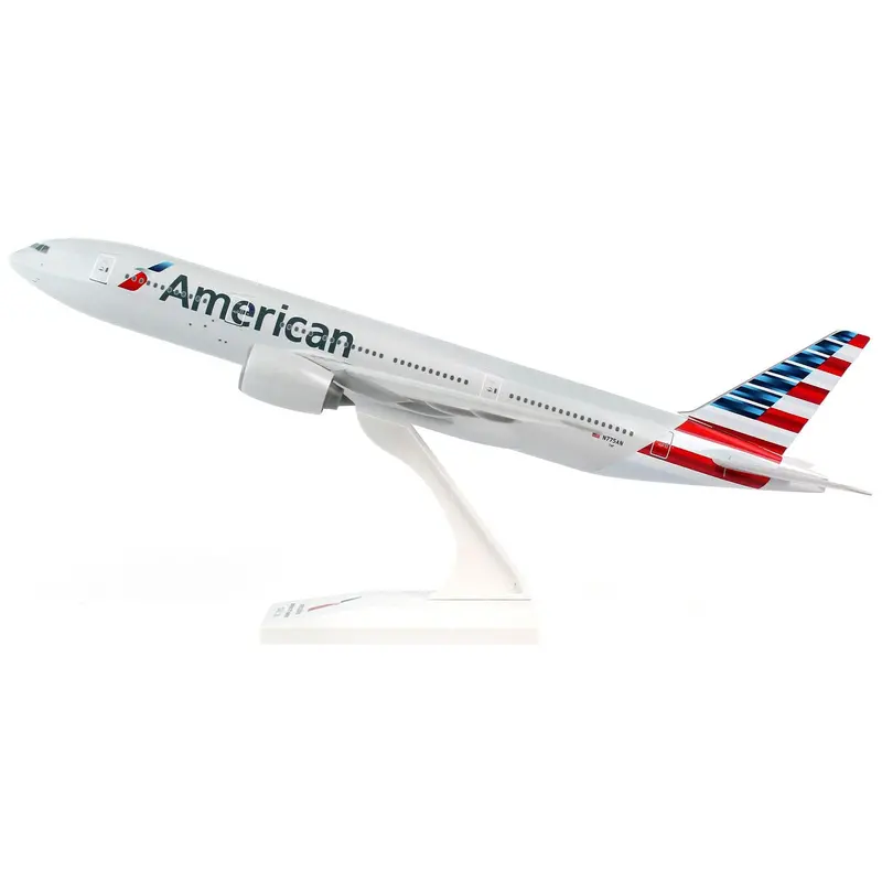 Boeing 777-200 Commercial Aircraft "American Airlines" (N775an) Gray With Striped Tail (Snap-Fit) 1/200 Plastic Model By Skymarks 1