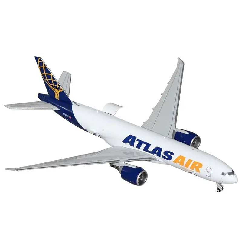 Boeing 777-200Lrf Commercial Aircraft "Atlas Air" (N703gt) White With Blue Tail "Interactive Series" 1/400 Diecast Model Airplane By Geminijets 1