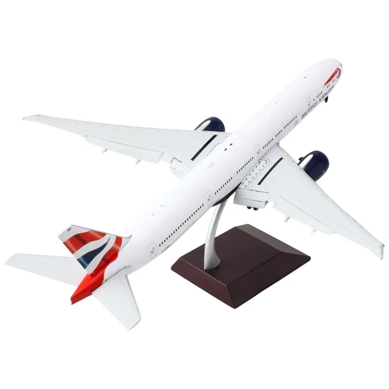 Boeing 777-300Er Commercial Aircraft With Flaps Down "British Airways" (G-Stbh) White With Striped Tail "Gemini 200" Series 1/200 Diecast Model Airplane By Geminijets 1