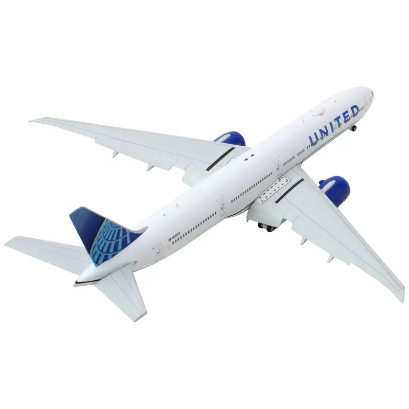 Boeing 777-300Er Commercial Aircraft With Flaps Down "United Airlines" White With Blue Tail 1/400 Diecast Model Airplane By Geminijets 1