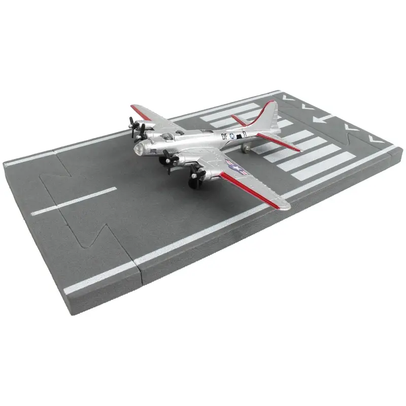 Boeing B-17 Flying Fortress Bomber Aircraft Silver Metallic "United States Army Air Force" With Runway Section Diecast Model Airplane By Runway24 1
